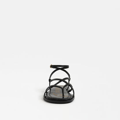 Dakota Ankle Strap Sandal - Black Leather