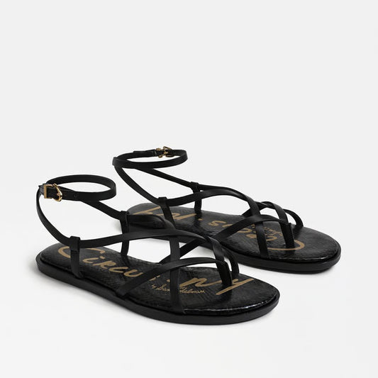 Dakota Ankle Strap Sandal - Black Leather