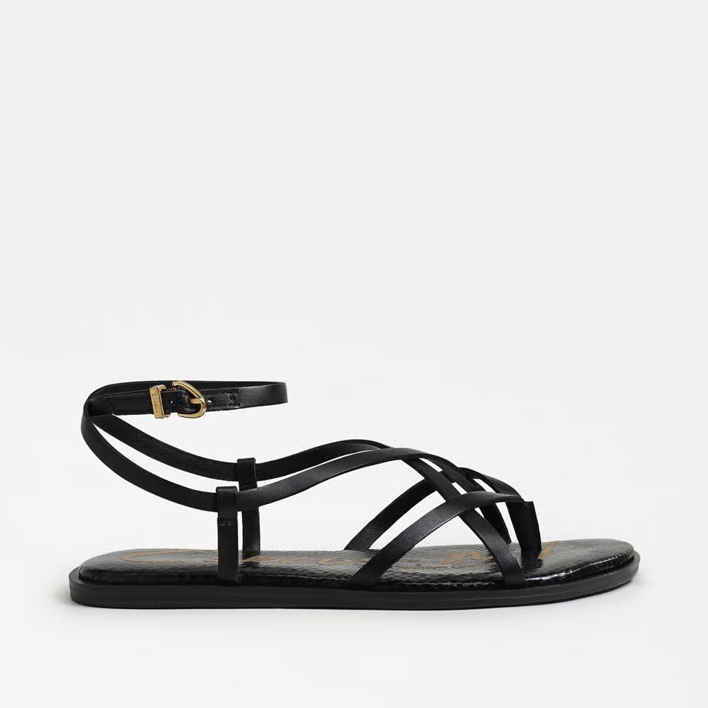 Dakota Ankle Strap Sandal - Black Leather