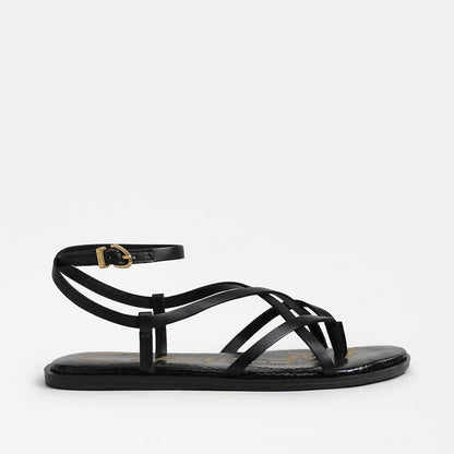 Dakota Ankle Strap Sandal - Black Leather