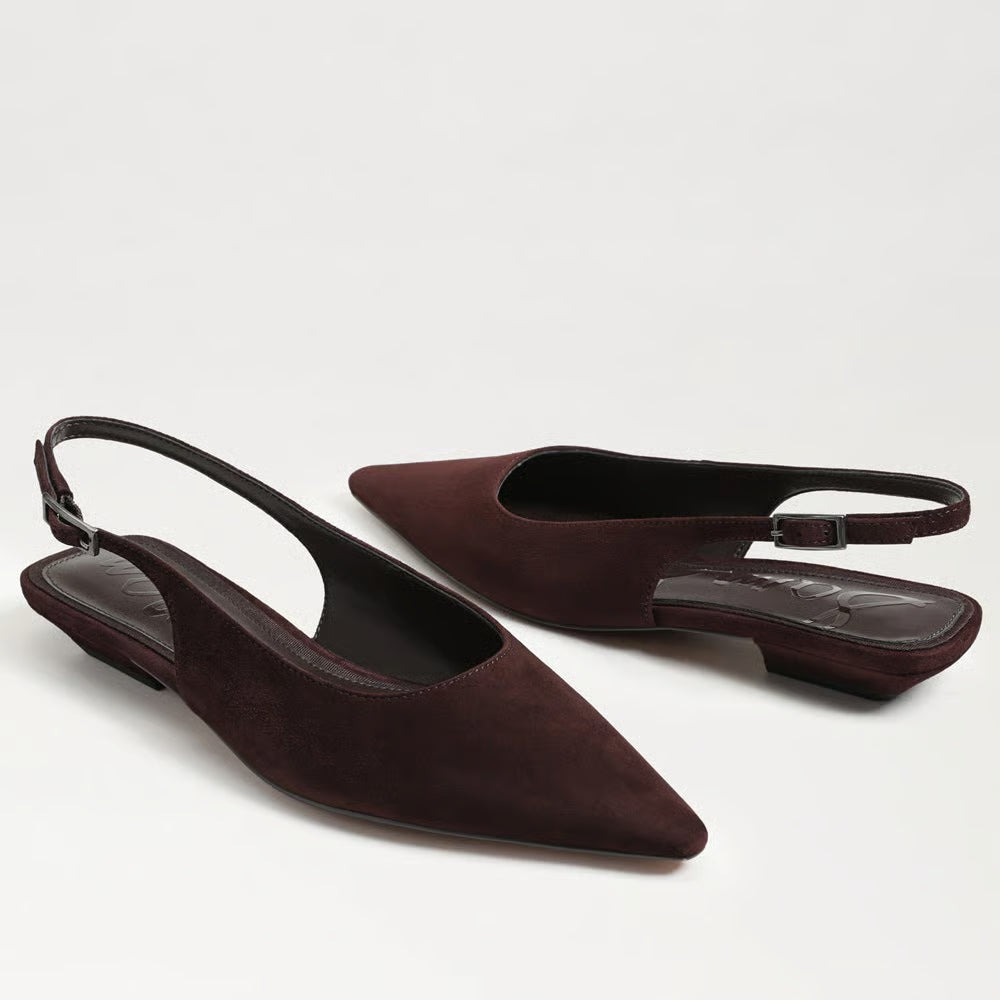 Netty Slingback Flat Shoe - Cafe Noir Suede