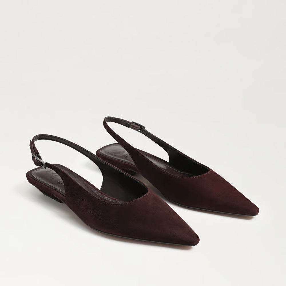 Netty Slingback Flat Shoe - Cafe Noir Suede