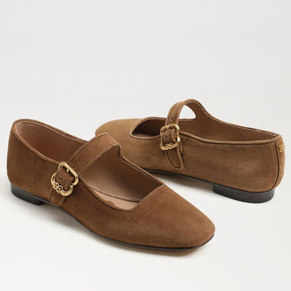 Michaela Mary Jane Flat Shoe - Warm Nutmeg Suede