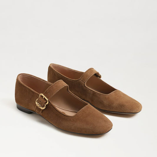 Michaela Mary Jane Flat Shoe - Warm Nutmeg Suede
