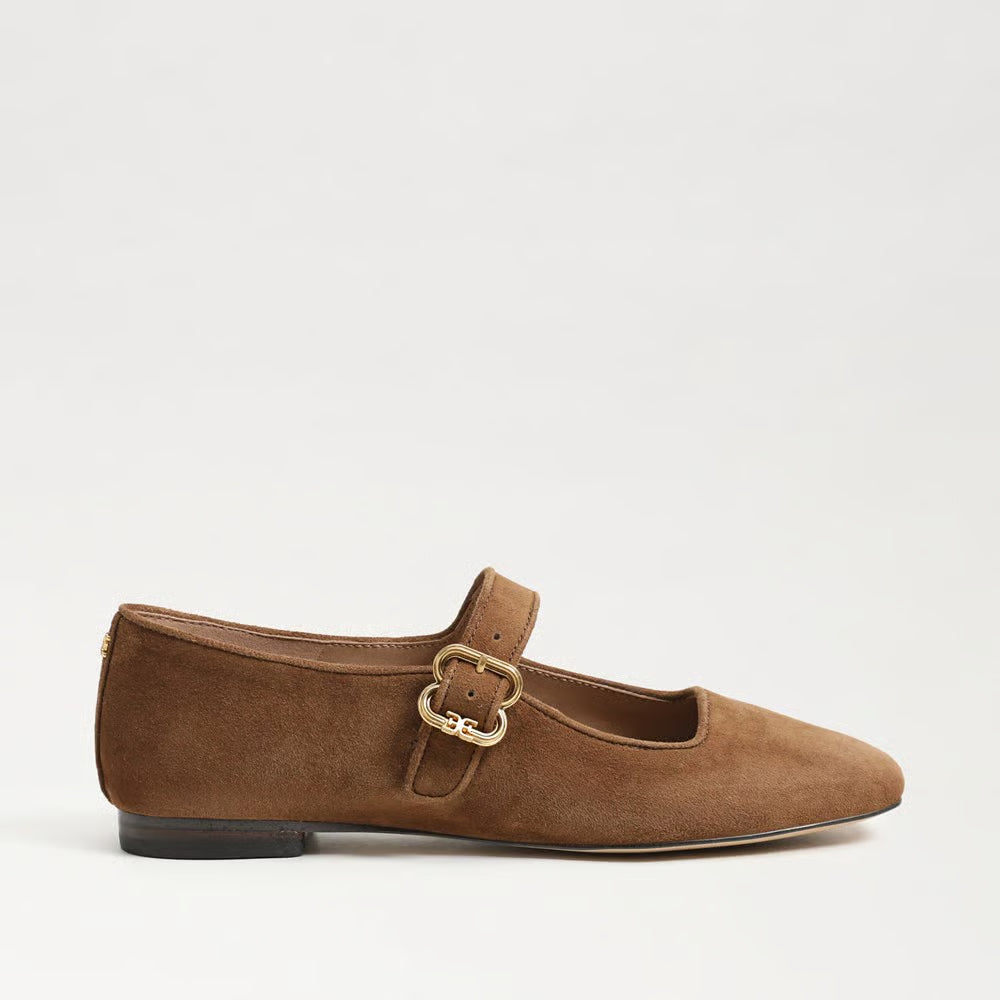 Michaela Mary Jane Flat Shoe - Warm Nutmeg Suede