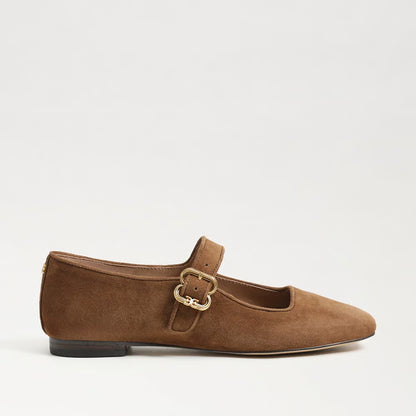 Michaela Mary Jane Flat Shoe - Warm Nutmeg Suede