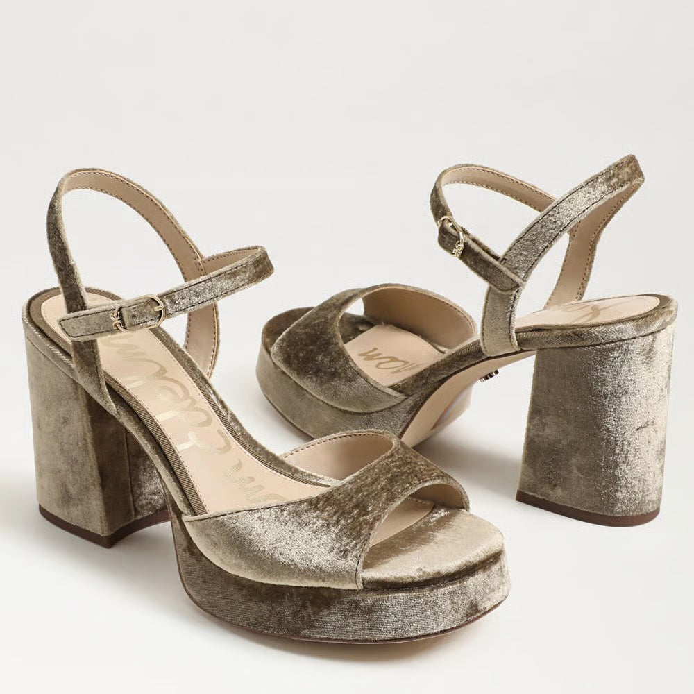 Fleur Platform Sandal - Brown Mushroom Velvet