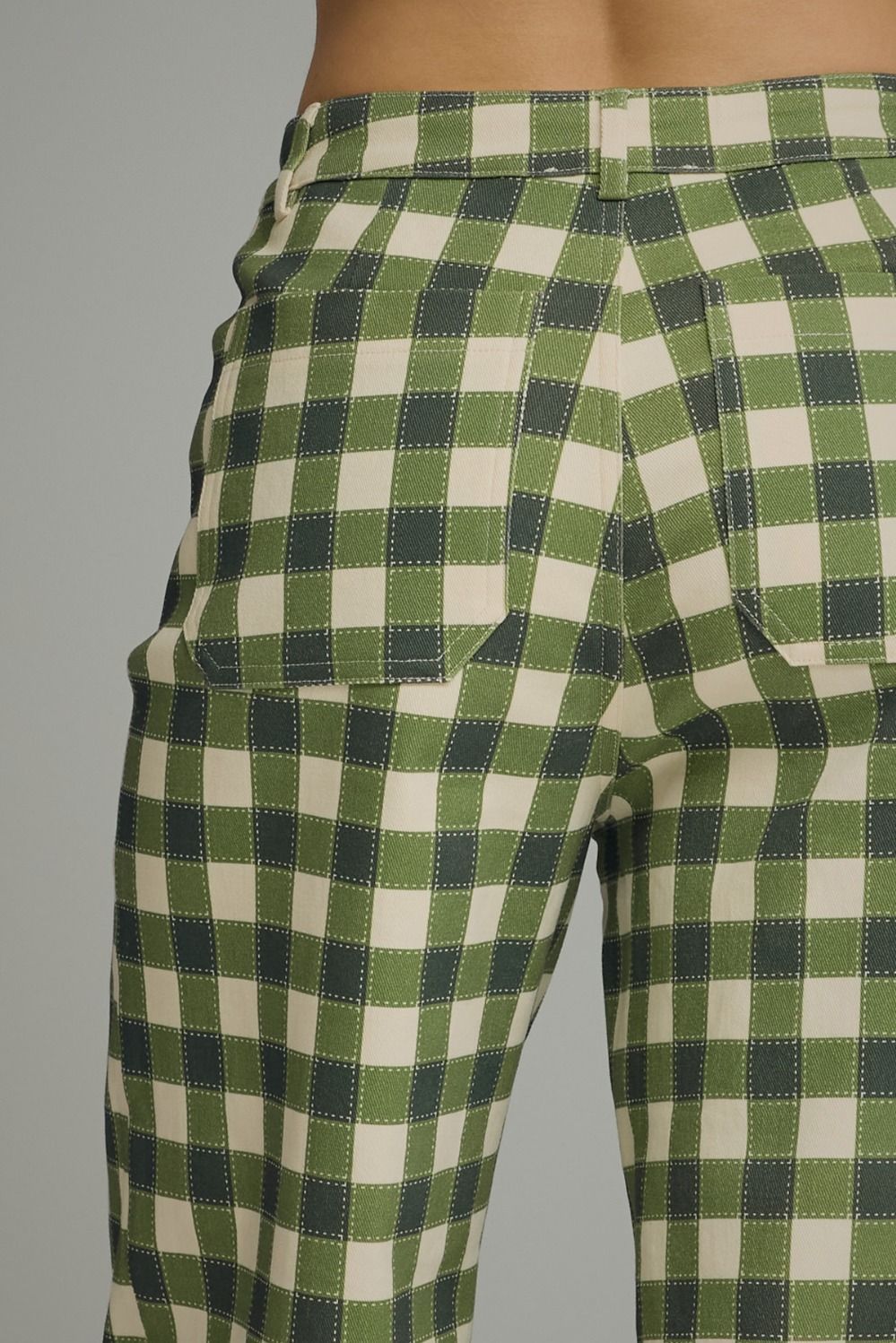 Gingham Wide Leg Pants - Army