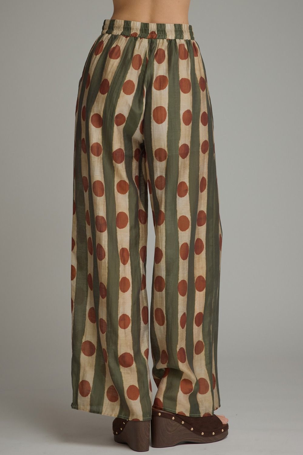 Printed Wide Leg Pants - Olive