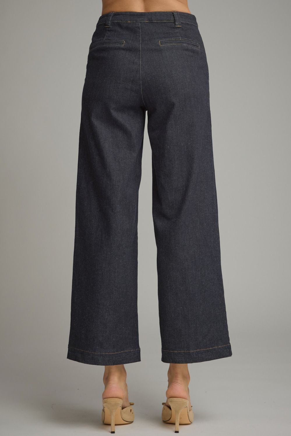 Solid Ankle Length Denim Pants - Dark Denim