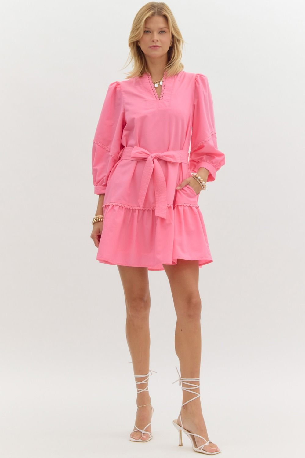 Scallop Trim Dress - Pink