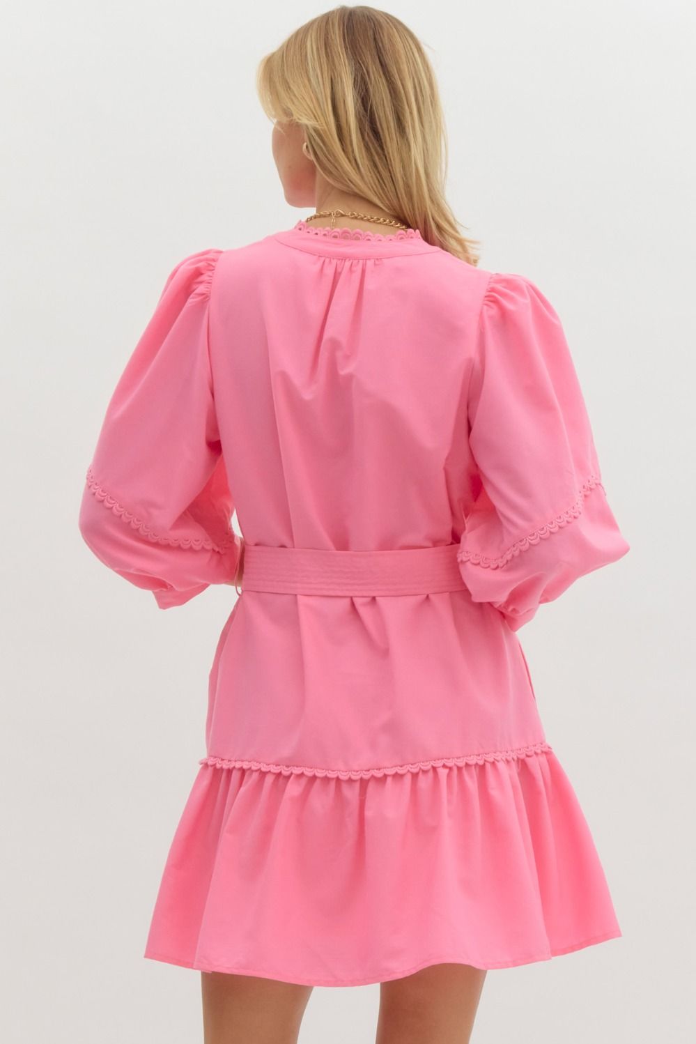 Scallop Trim Dress - Pink