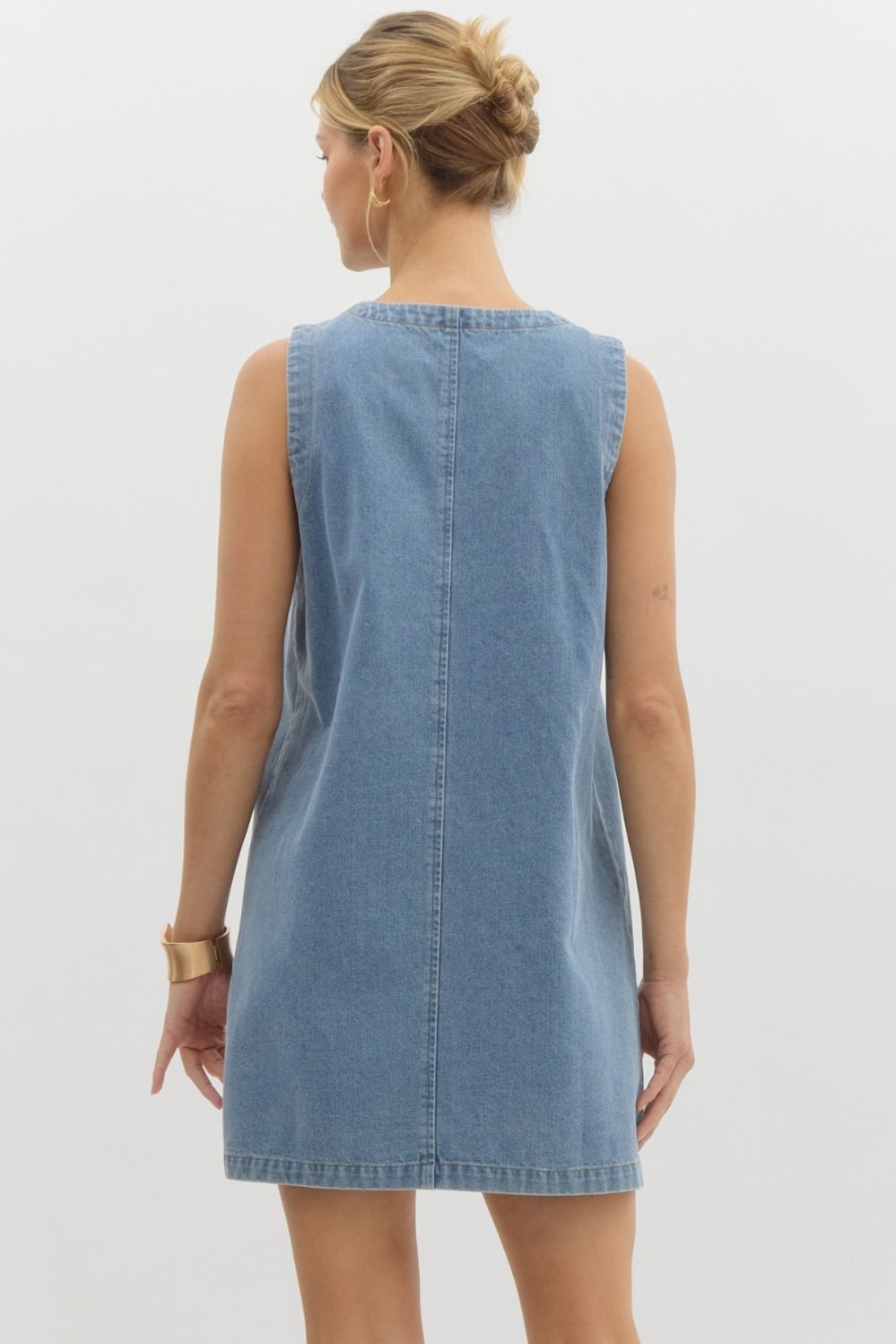 Sleeveless Denim Dress - Light Blue