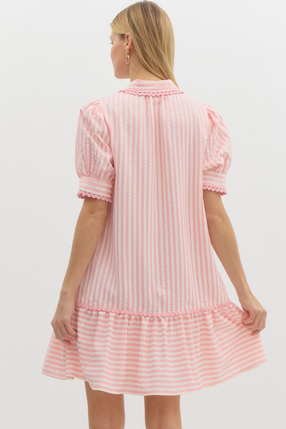 Seersucker Mini Dress - Light Pink