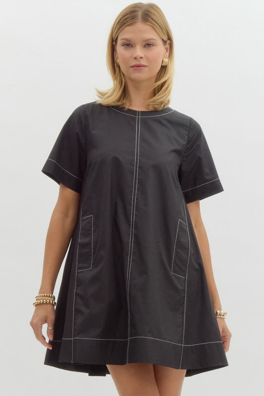 Solid Mini Dress - Black