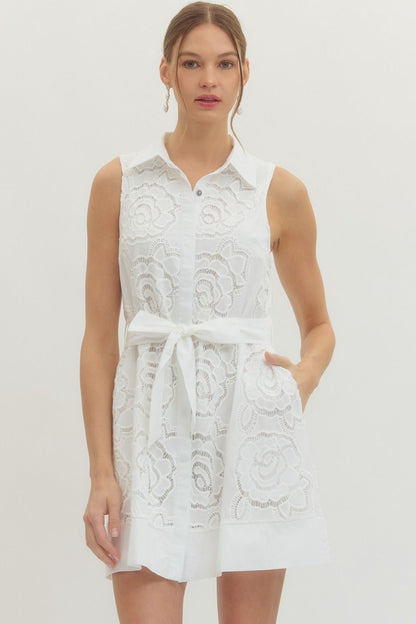 Floral Lace Dress - Off White