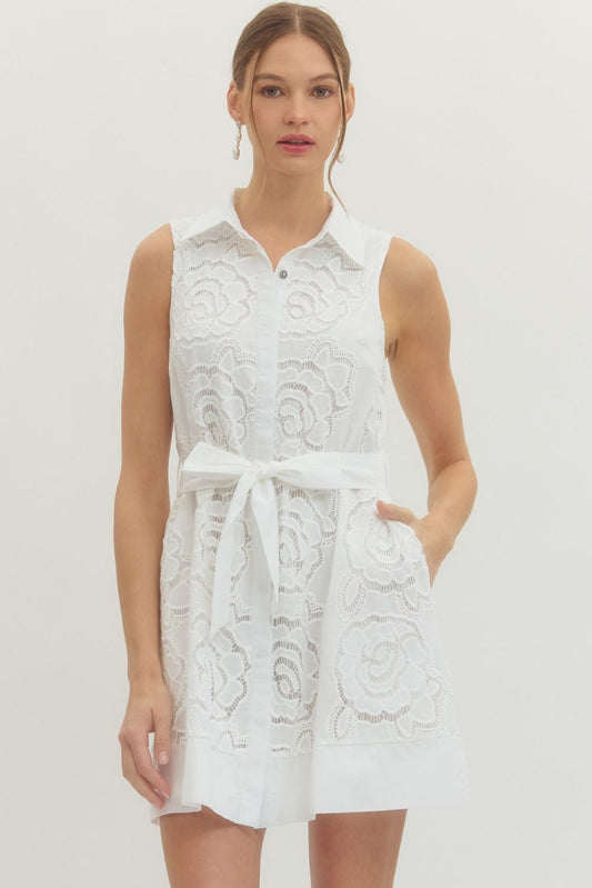 Floral Lace Dress - Off White