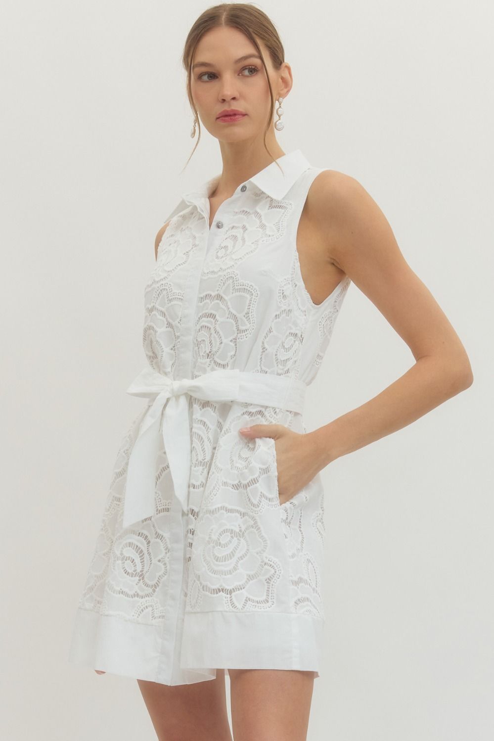 Floral Lace Dress - Off White