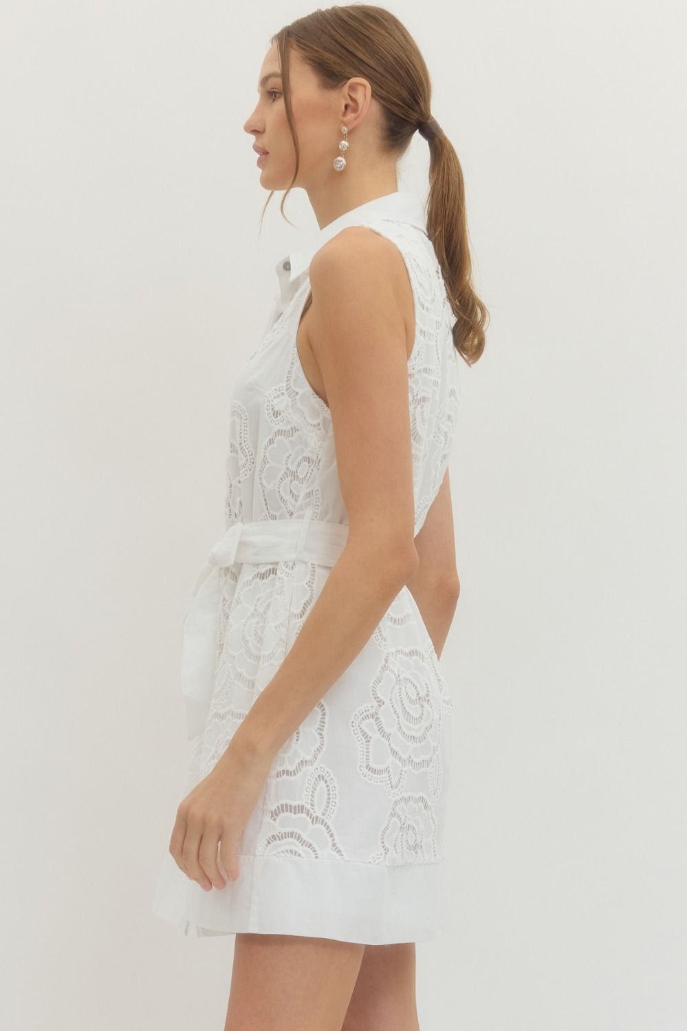Floral Lace Dress - Off White