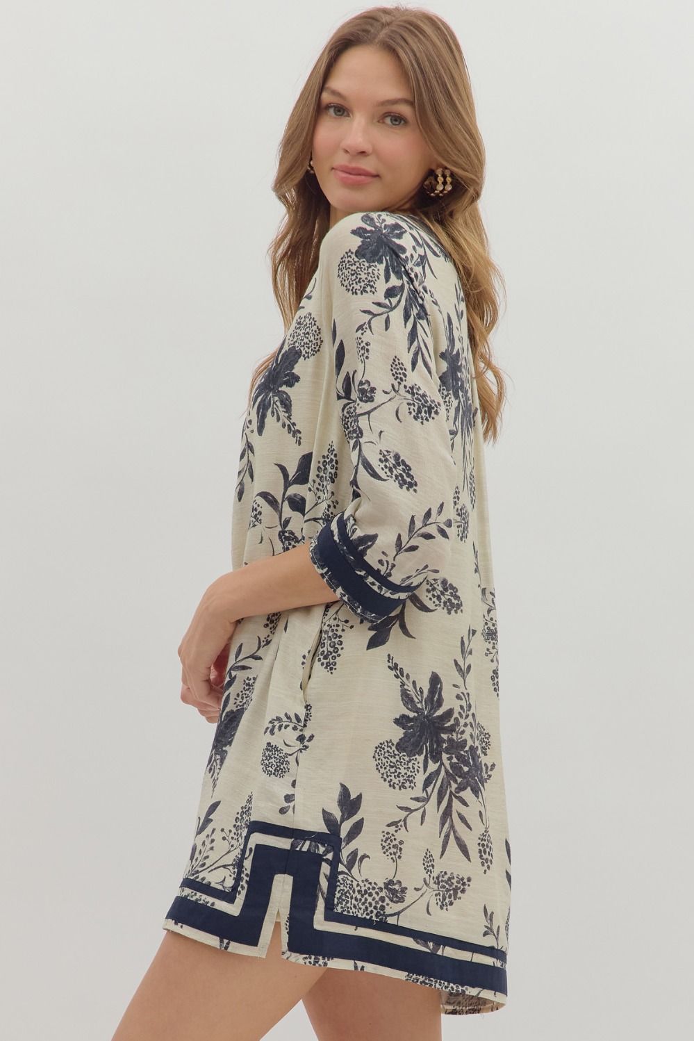 Floral Print Dress - Dark Navy