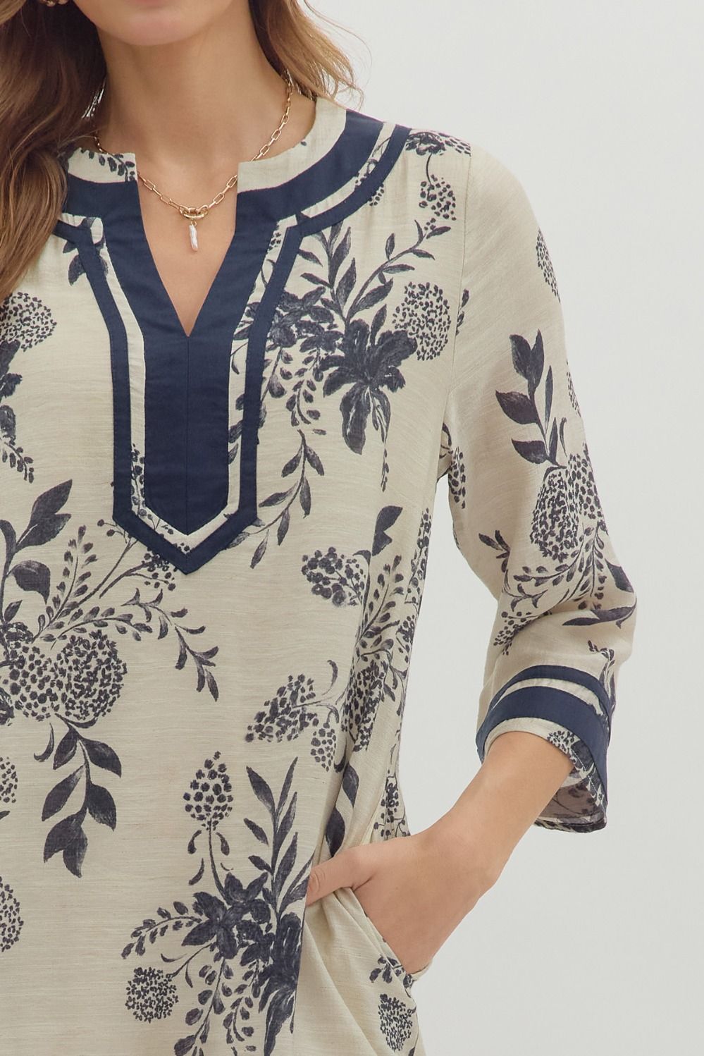 Floral Print Dress - Dark Navy