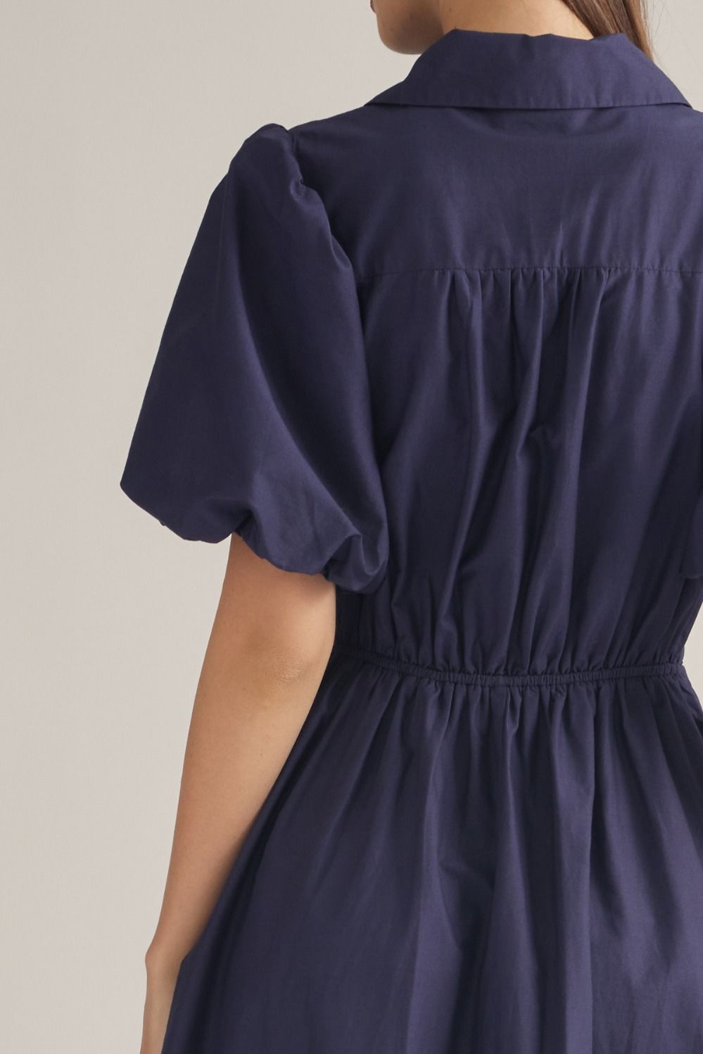 Floral Border Print Midi Dress - Navy