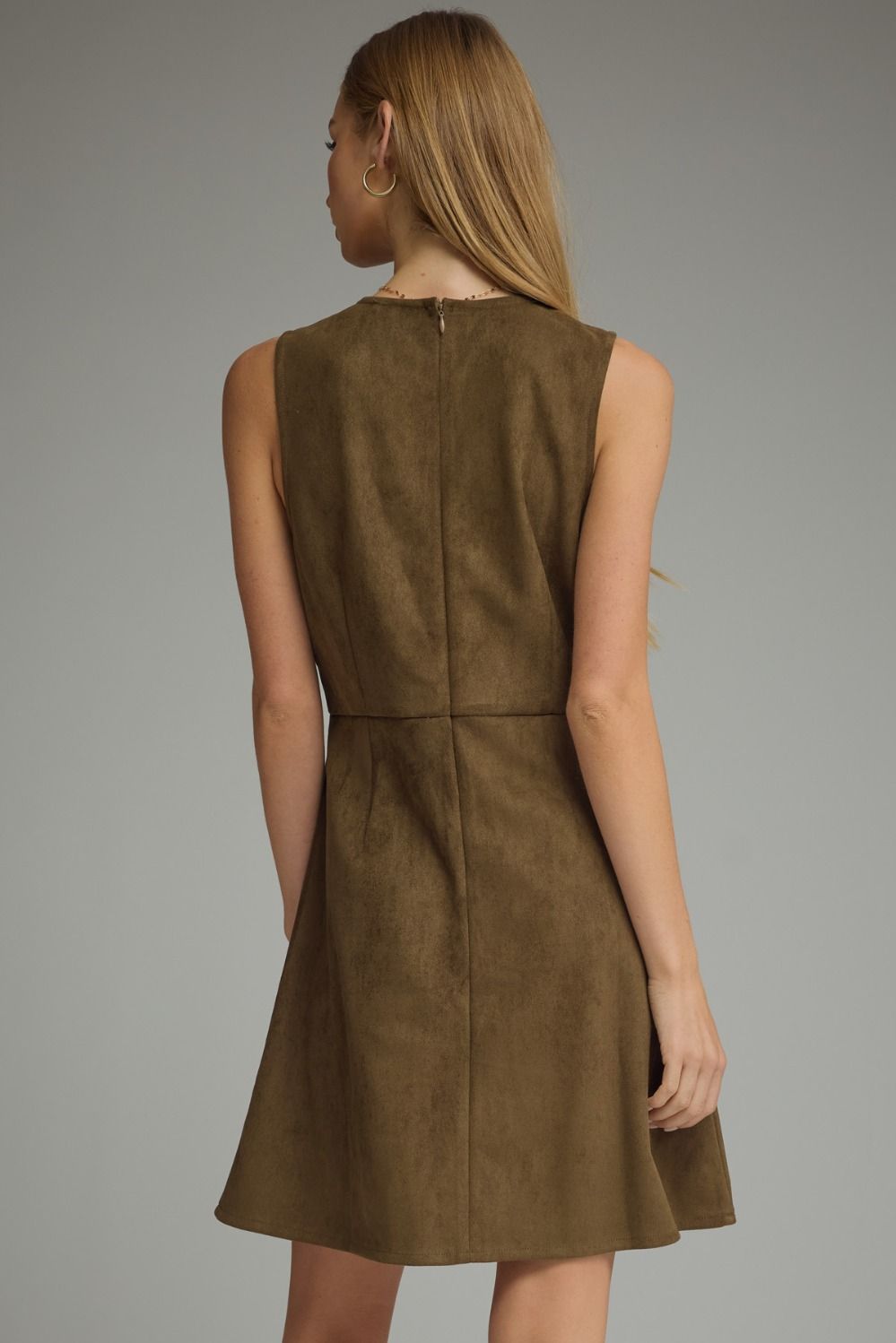 Horse-bit Pocket Detail Mini Dress - Wood