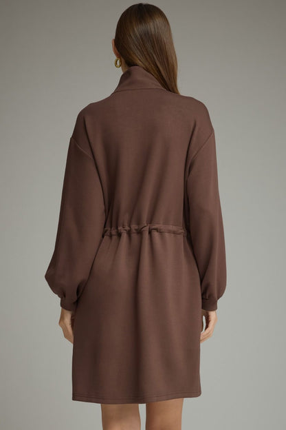 Drawstring Waist Short Dress - Espresso
