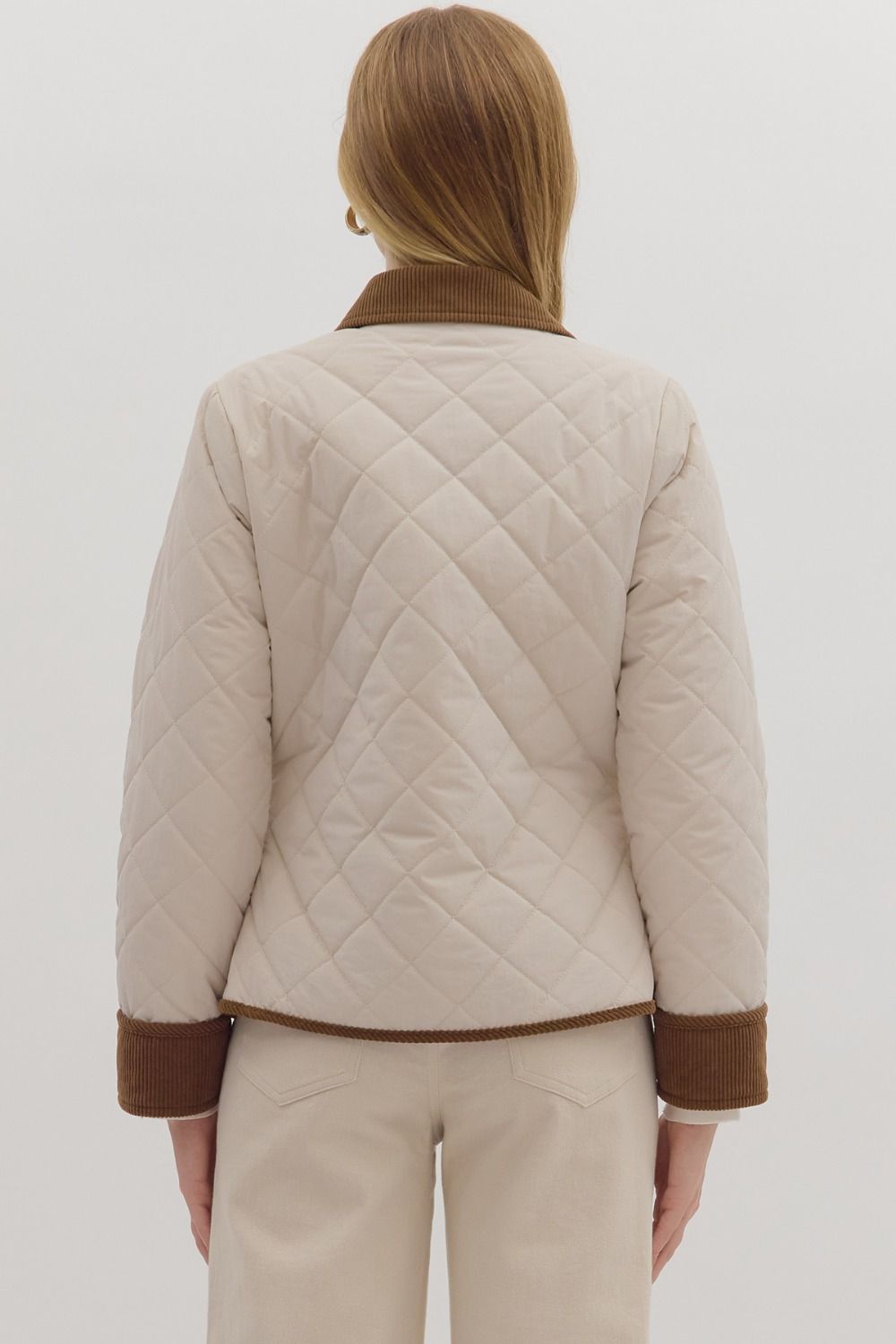 Solid Quilted Jacket - Taupe