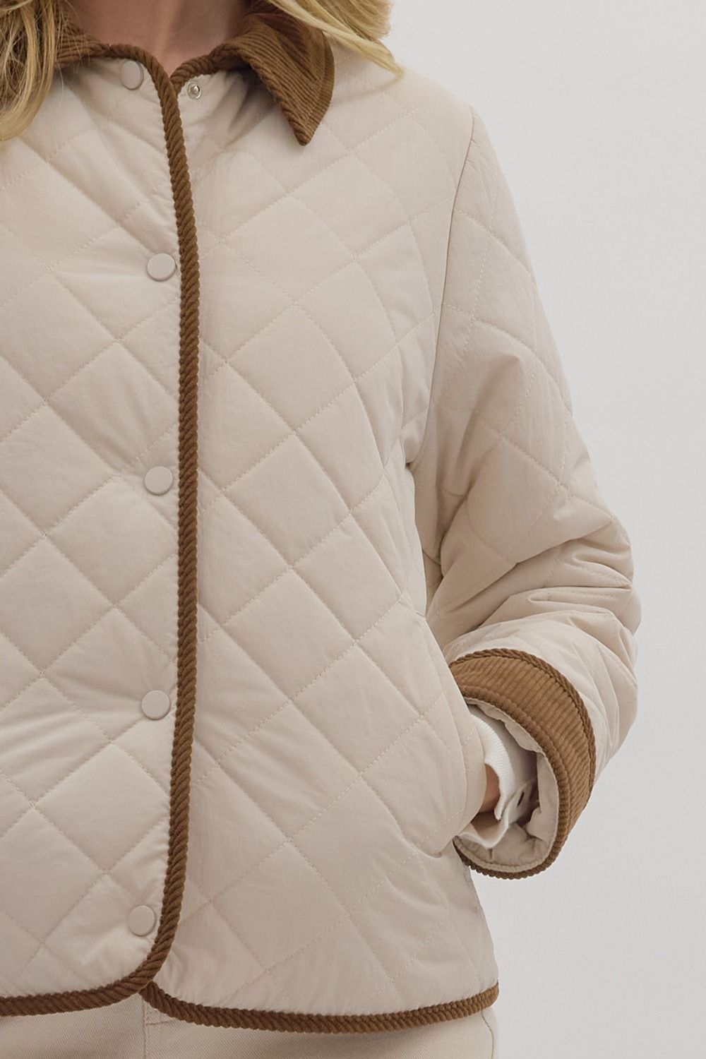 Solid Quilted Jacket - Taupe