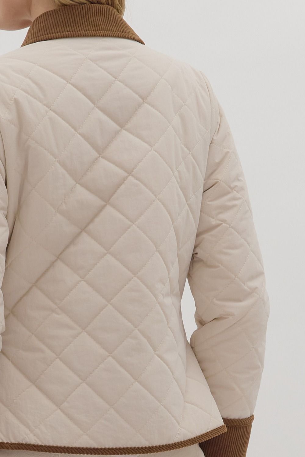 Solid Quilted Jacket - Taupe