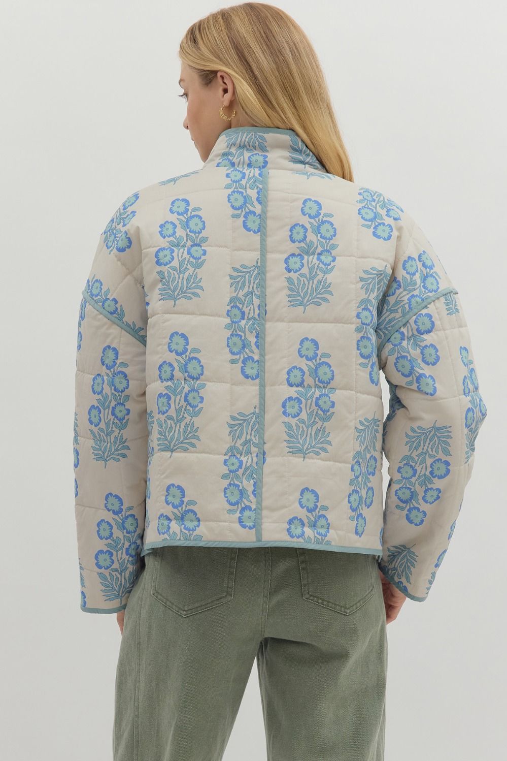 Botanical Quilted Jacket - Blue