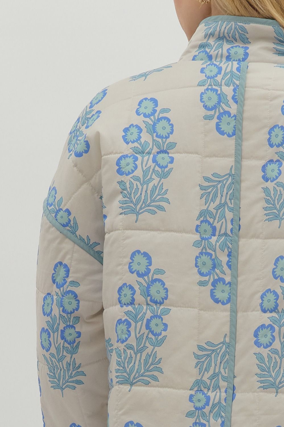 Botanical Quilted Jacket - Blue