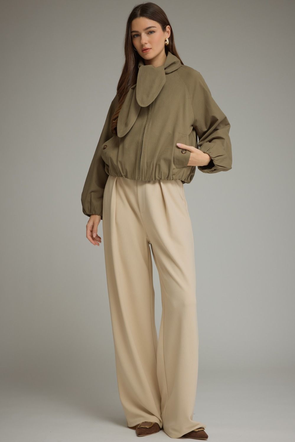 Scarf Detail Jacket - Olive