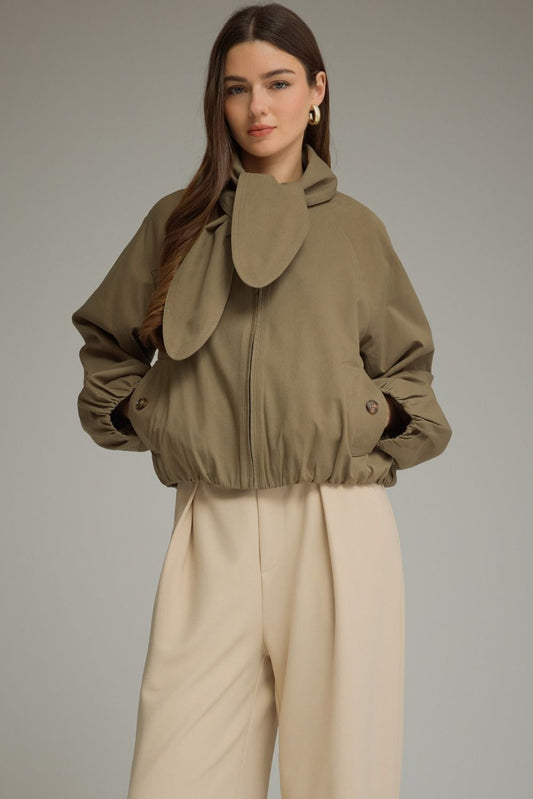 Scarf Detail Jacket - Olive