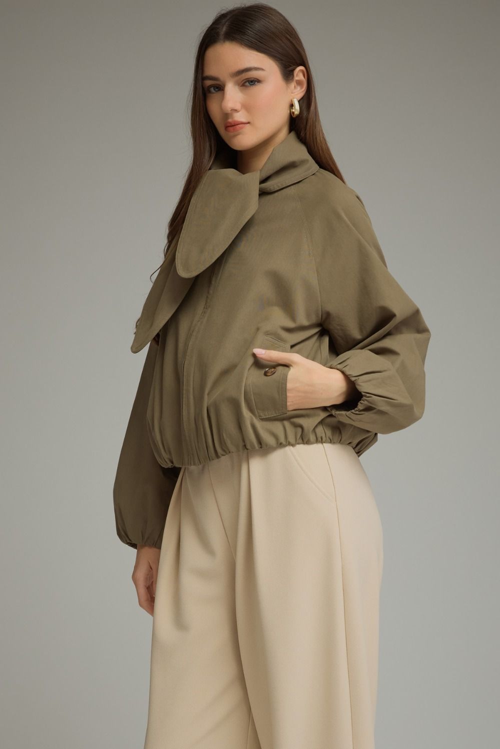 Scarf Detail Jacket - Olive