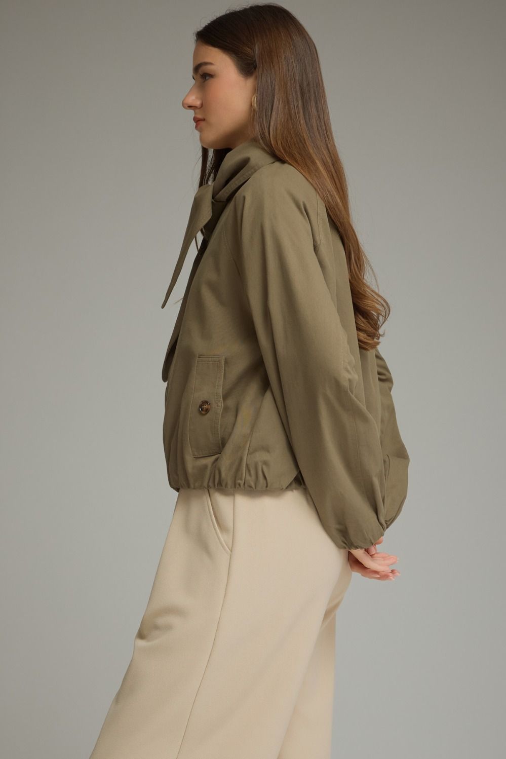 Scarf Detail Jacket - Olive