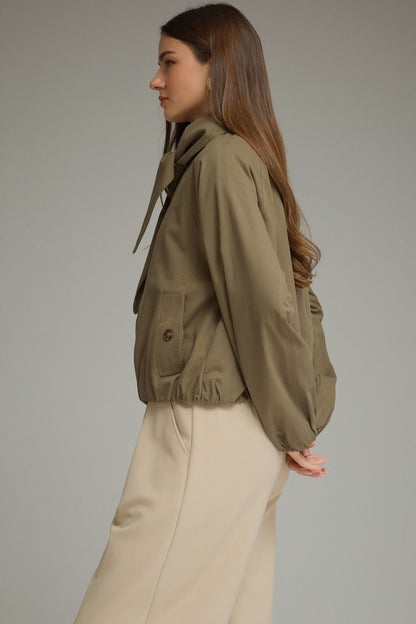 Scarf Detail Jacket - Olive