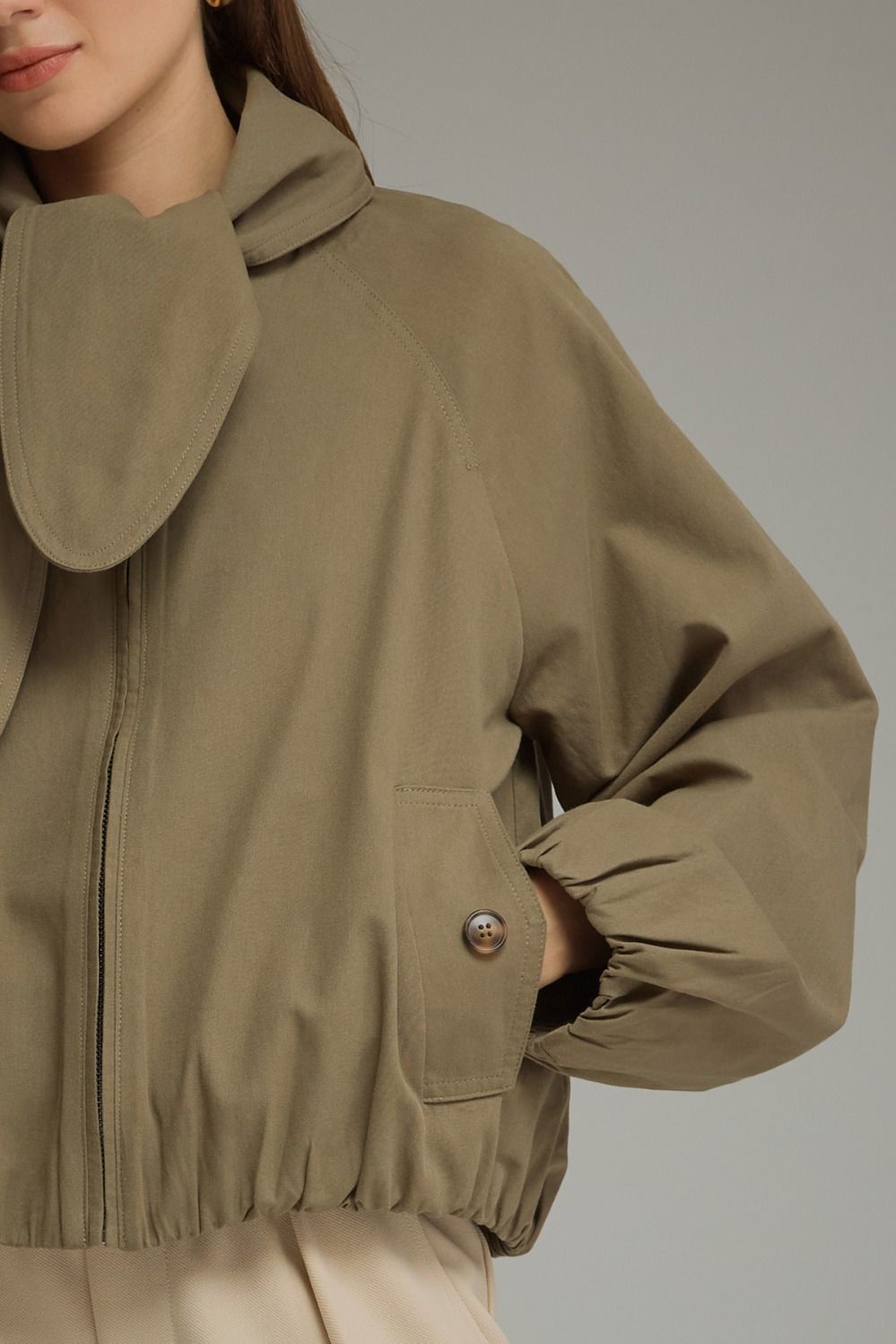 Scarf Detail Jacket - Olive