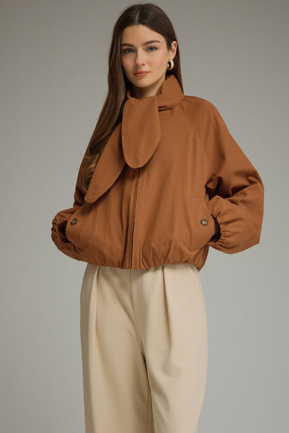 Scarf Detail Jacket - Caramel