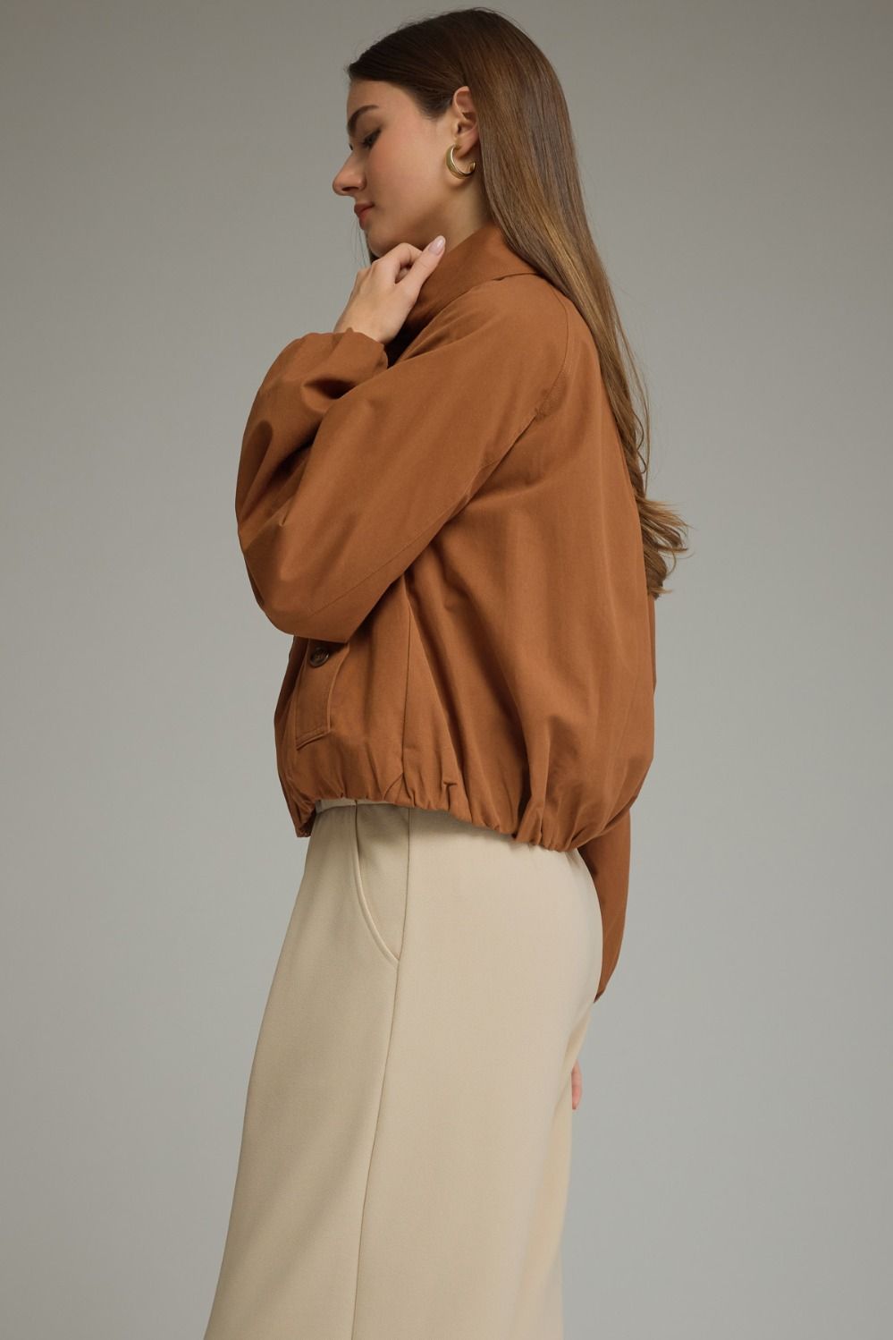 Scarf Detail Jacket - Caramel