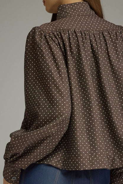 Polka Dot Long Sleeve Jacket - Brown