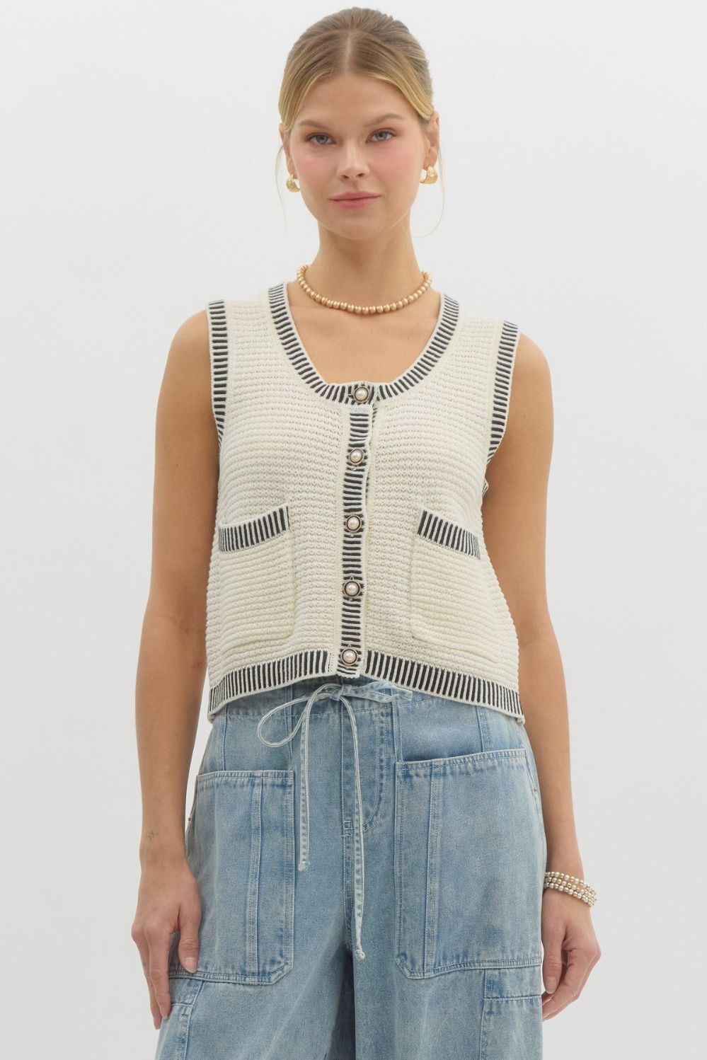 Mini Pocket Vest - Cream