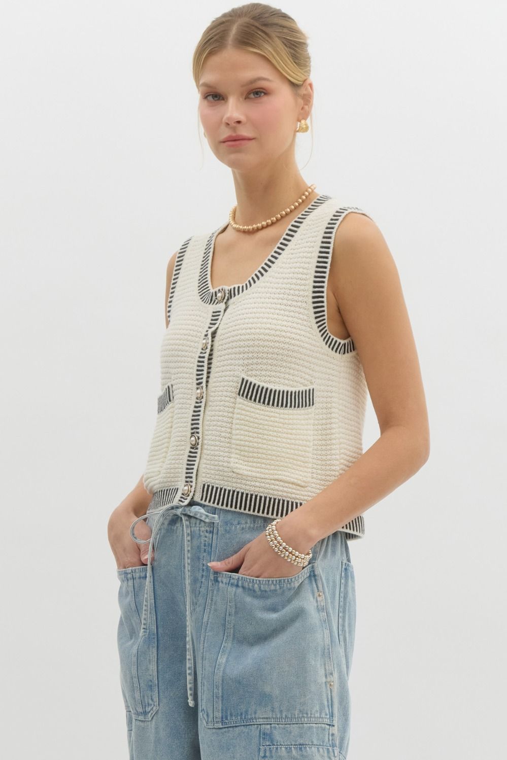 Mini Pocket Vest - Cream