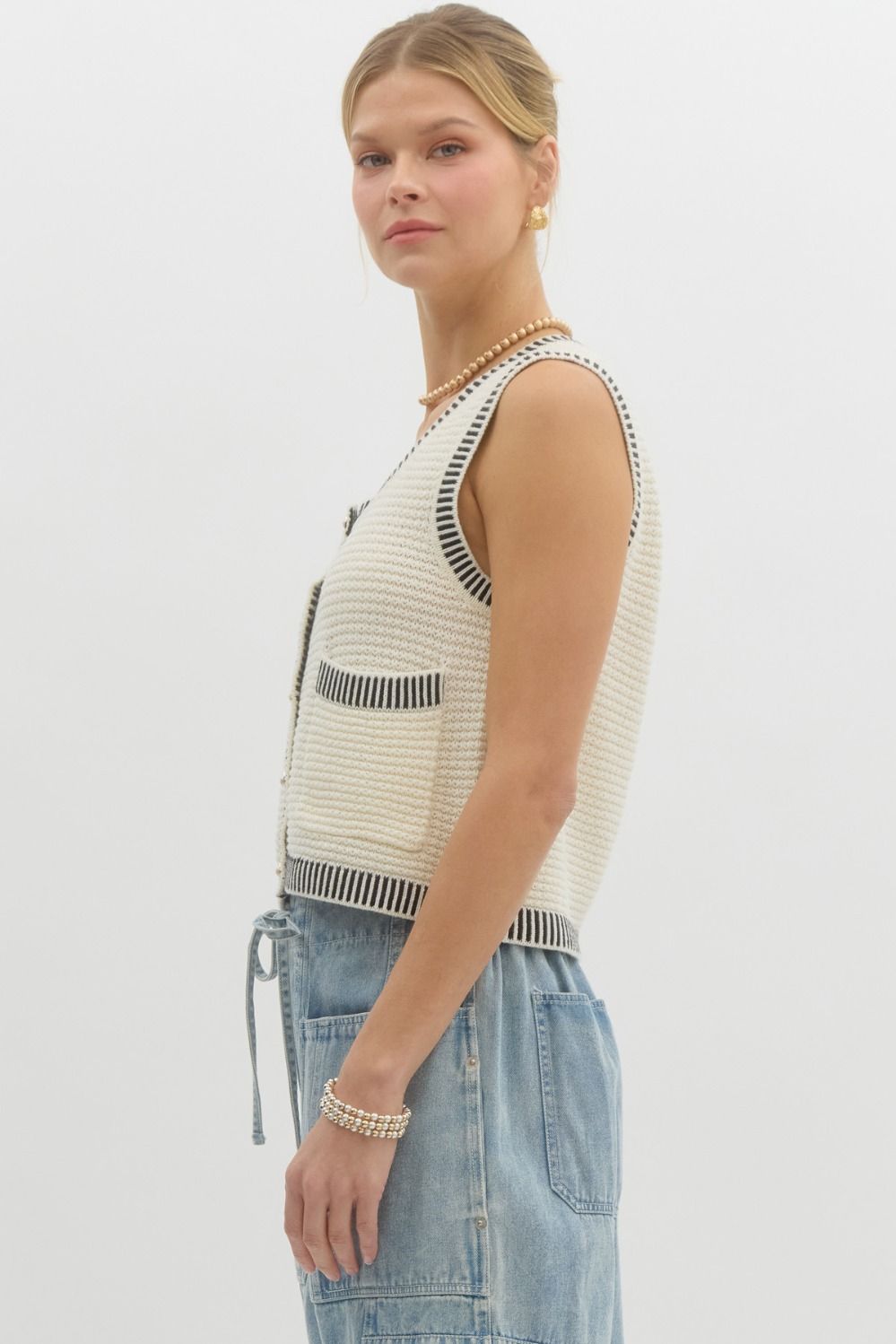 Mini Pocket Vest - Cream