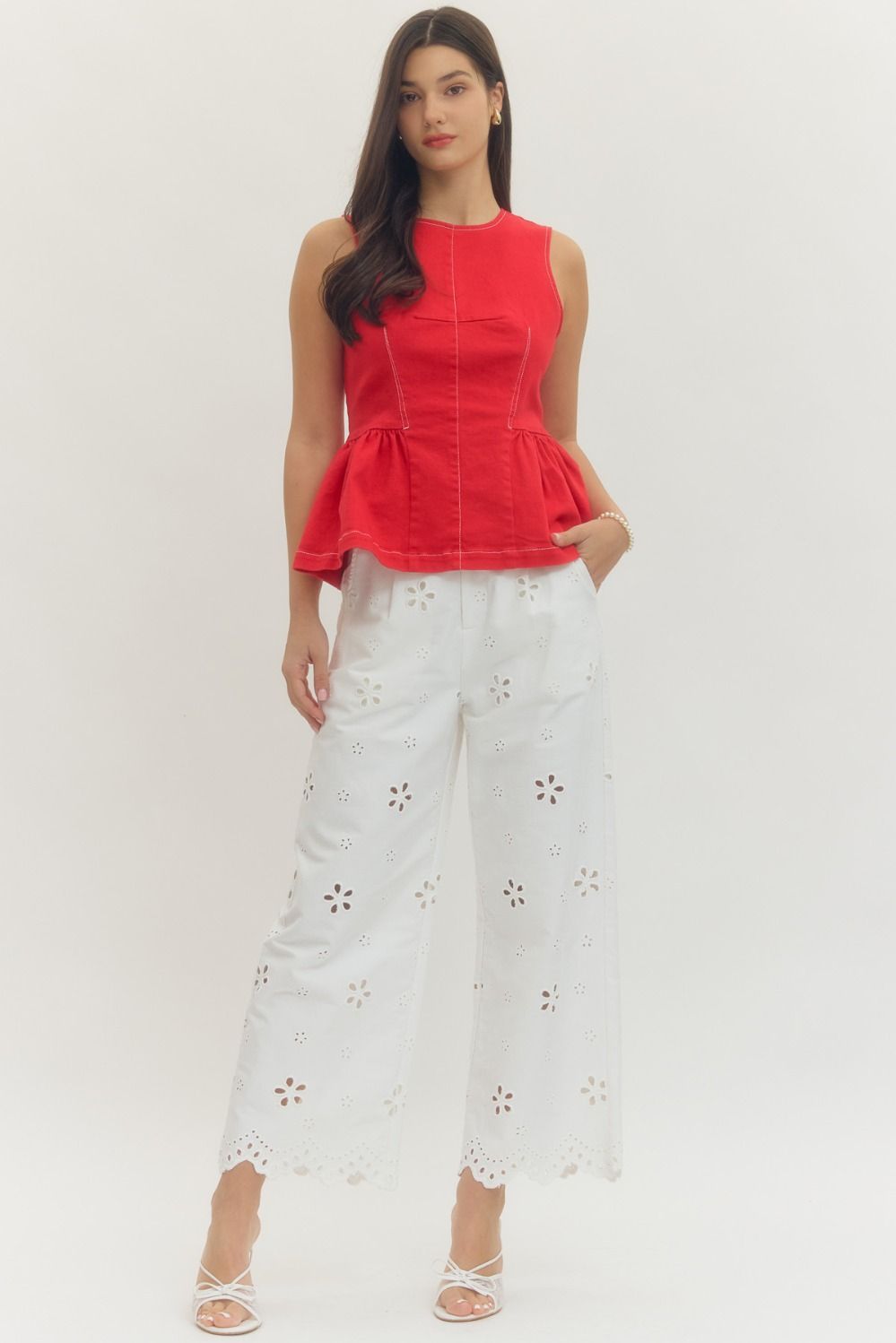 Peplum Tank Top - Red