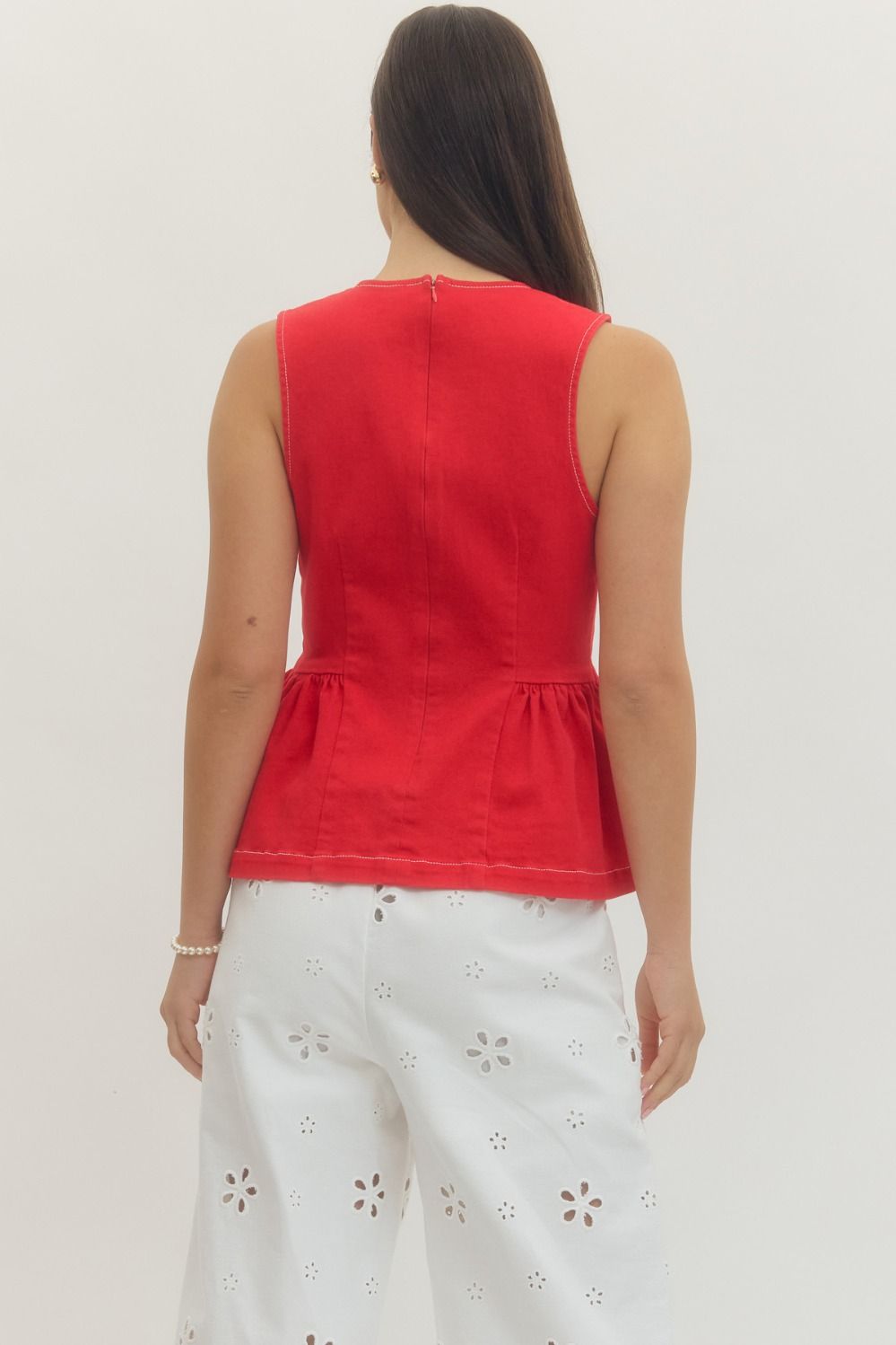 Peplum Tank Top - Red