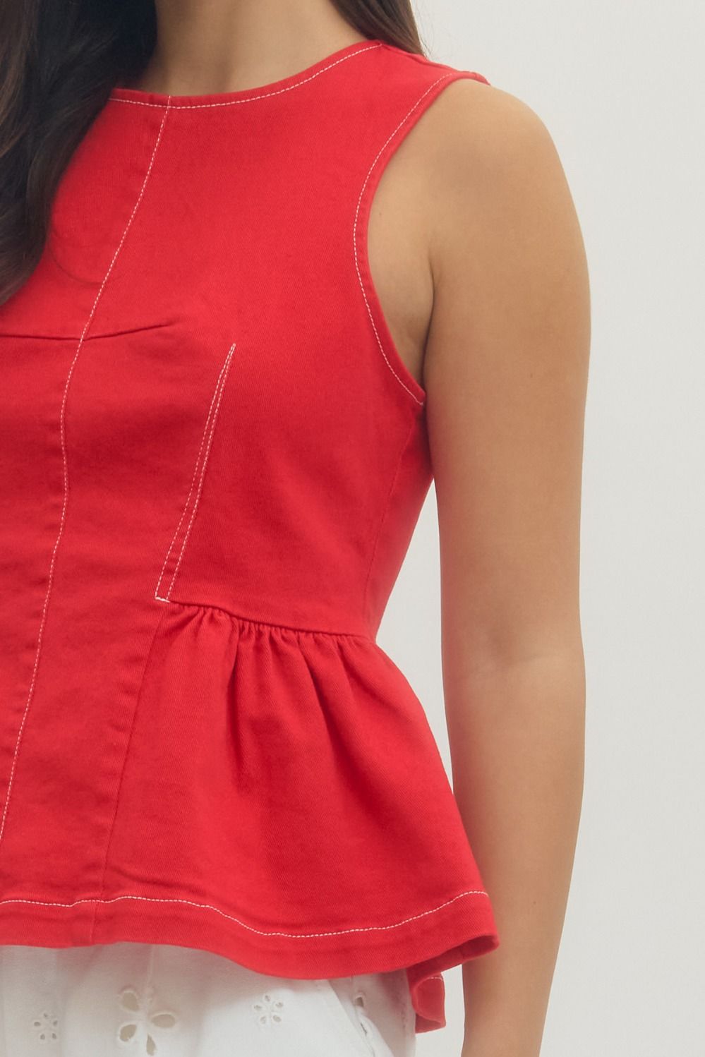 Peplum Tank Top - Red