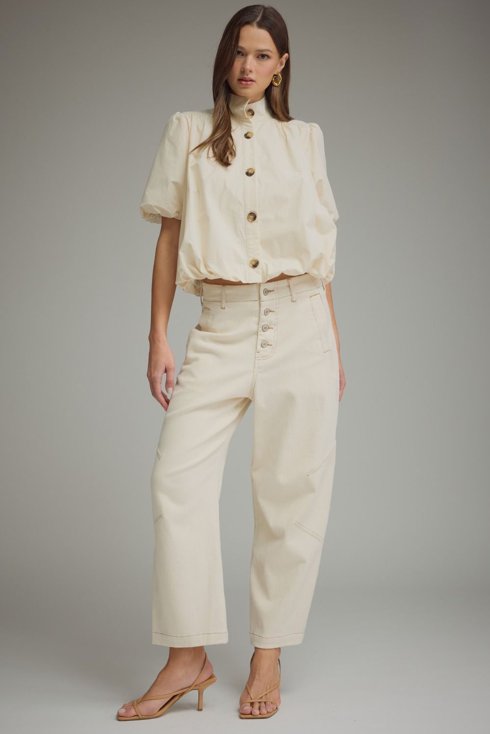 Puff Sleeve Bubble Top - Ecru