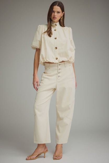 Puff Sleeve Bubble Top - Ecru